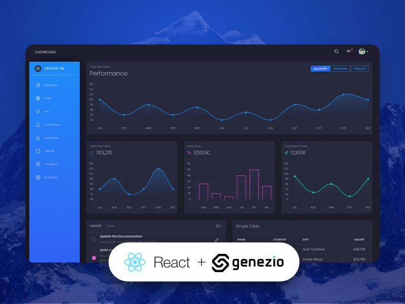 Black Dashboard React Genezio Image