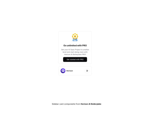 tailwind Shadcn UI Sidebar Card Components - Horizon AI Boilerplate